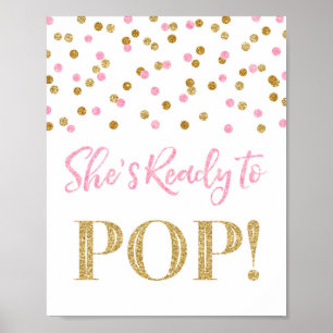 Poster Confetti d'or rose Elle est prête à faire du pop