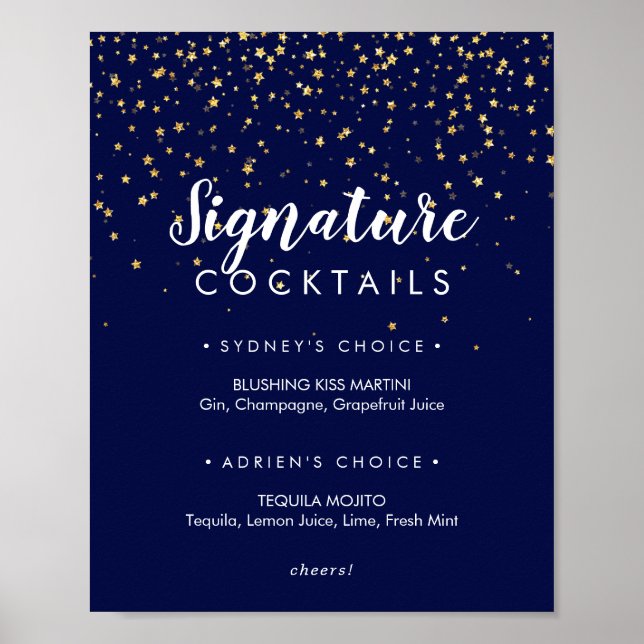Poster Confetti d'or | Signature de la Marine (Devant)