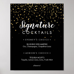 Poster Confetti d'or Signature noire Signal Cocktails