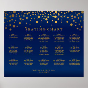 Poster Confetti Gold Dots & Navy Blue Satin - Custom