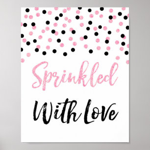 Poster Confetti noir rose saupoudrée d'un signe d'amour