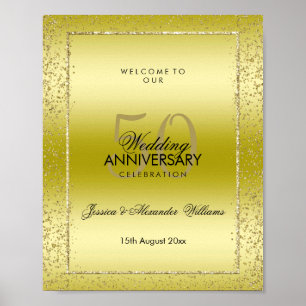 Poster Confetti Or élégant 50e Mariage d'or