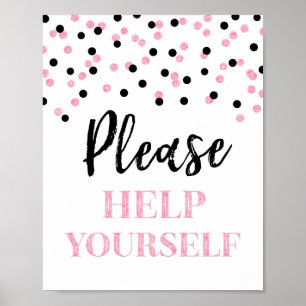 Poster Confetti rose Noir S'Il Vous Plaît S'Aider À Se Si