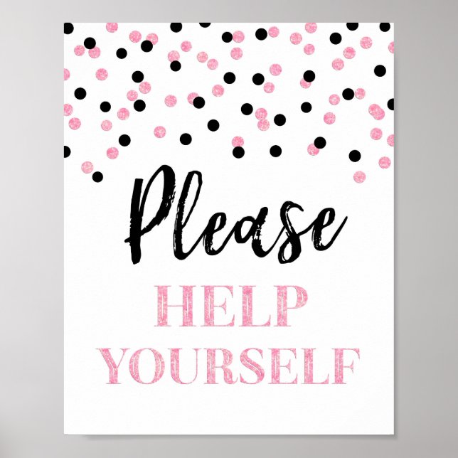 Poster Confetti rose Noir S'Il Vous Plaît S'Aider À Se Si (Devant)