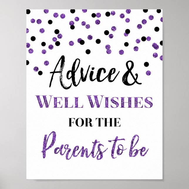 Poster Confetti violet noir Conseils pour les parents (Devant)