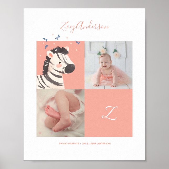 Poster Confettis de Zèbre • Alphabet Monogramme Baby Show (Devant)