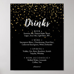 Poster Confettis dorés   Panneau de menu des boissons de 