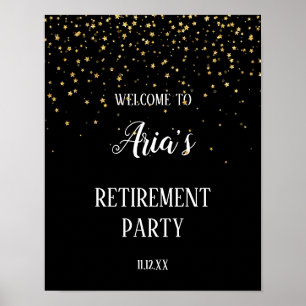 Poster Confettis dorés sur un panneau de bienvenue de ret