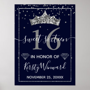 Poster Confettis et Diadème Diamant Argent