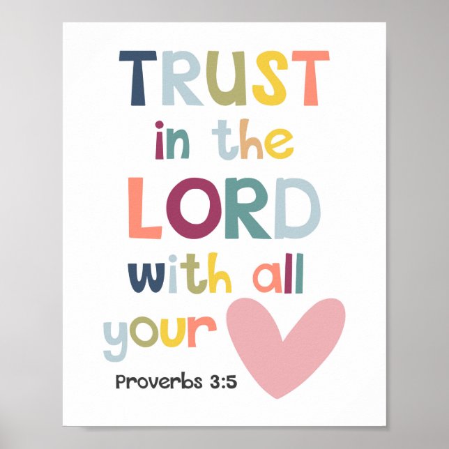 Poster Confiance Dans Le Seigneur Enfants Bible Chrétienn (Devant)