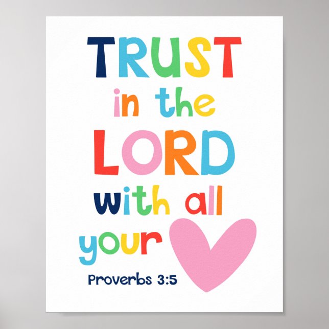 Poster Confiance Dans Le Seigneur Enfants Christian Bible (Devant)