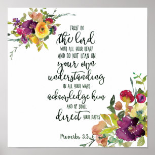 Poster Confiance dans le Seigneur floral  