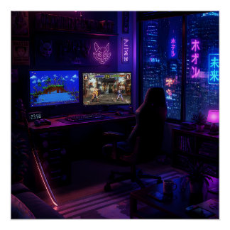 Poster Configuration de jeu Cyberpunk Décoration de chamb