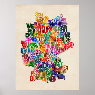 Poster Configuration de texte de carte de l'Allemagne