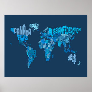 Poster Configuration de texte de la carte du monde