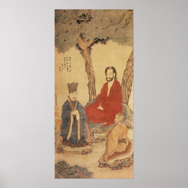 Poster Confucius, Lao-tzu et Arhat bouddhiste (Devant)