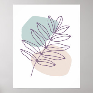 Poster Congé mauve avec minimaliste circulaire Brown et v