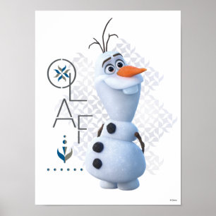 Poster Congelé 2 : Olaf avec nom stylisé Graphique
