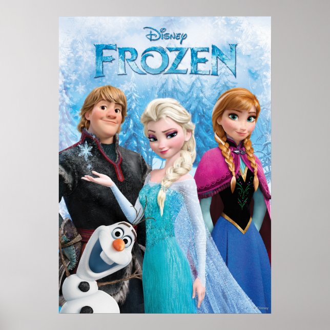 Poster Congelé | Anna, Elsa, Kristoff et Olaf (Devant)