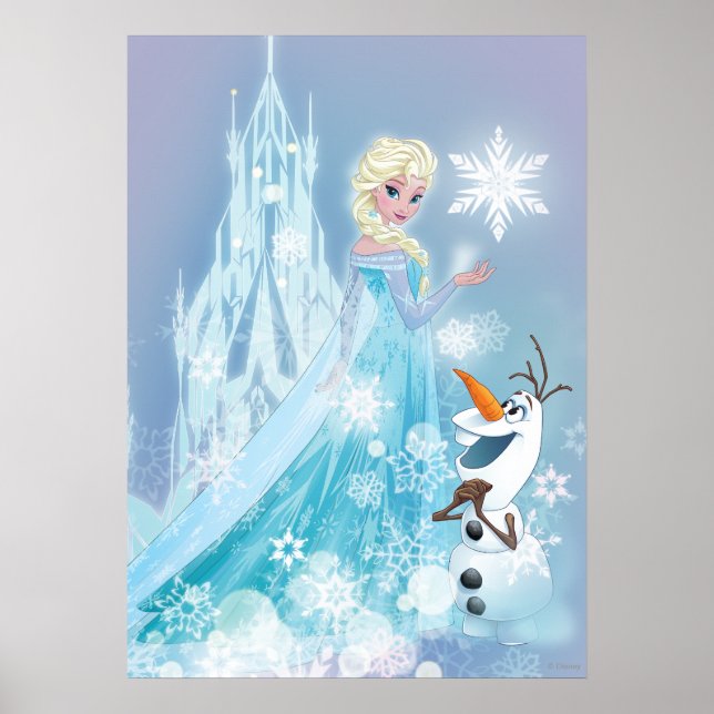 Poster Congelé | Elsa et Olaf - Icy Glow (Devant)