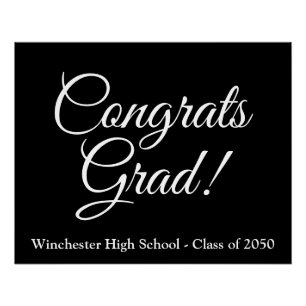 Poster Congrats Grad noir blanc cours de script personnal