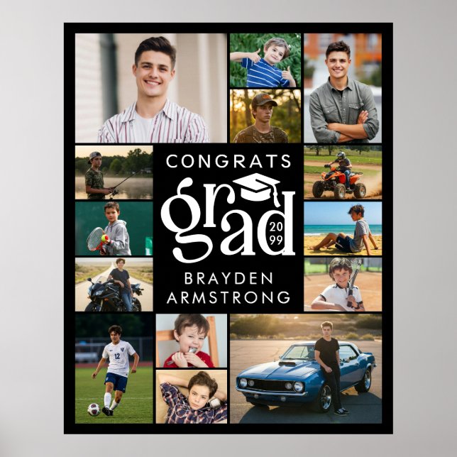Poster Congrats Modernes Grad 14e année Photo Collage Gra (Devant)