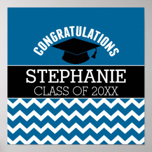 Poster Congratulations Graduate - Blue Black Graduation