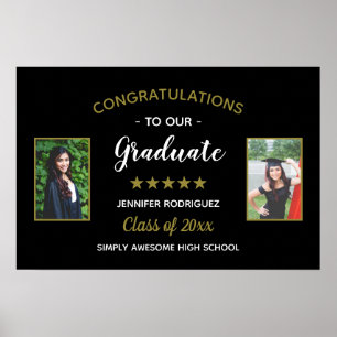 Poster Congratulations Graduate Custom 2 Photo Graduation