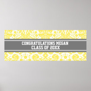 Poster Congratulations Graduation Custom Name Banner Grey