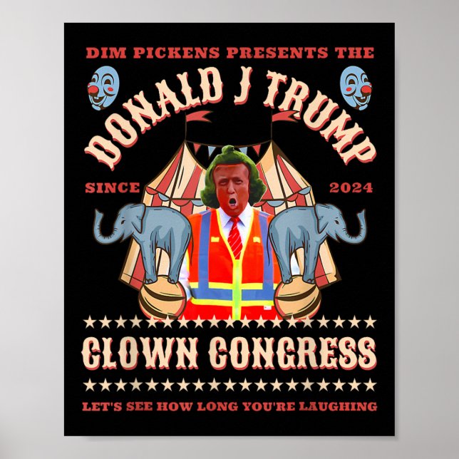 Poster Congrès clown drôle Trump Président Trump remporte (Devant)