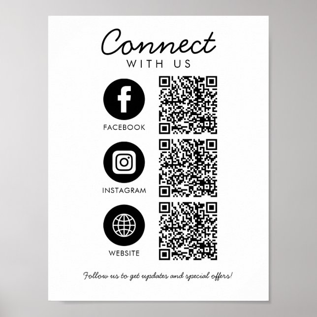 Poster Connectez-vous aux médias sociaux américains 3 QR  (Devant)