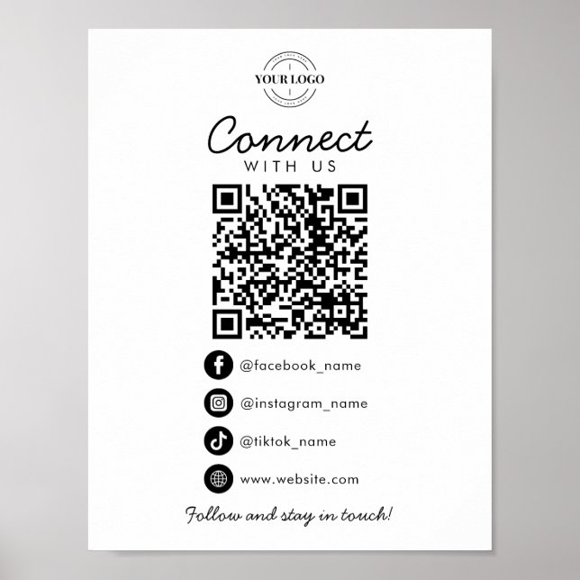 Poster Connectez-vous aux médias sociaux américains QR Co (Devant)