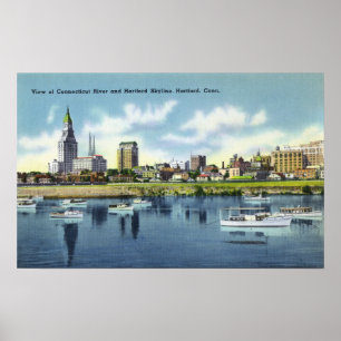 Poster Connecticut River Vue de Hartfort Skyline