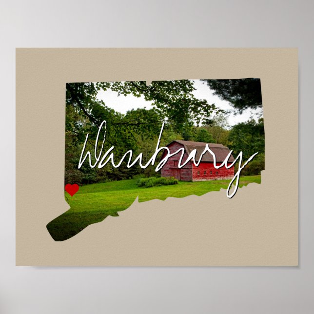 Poster Connecticut State Photo insert and town name (Devant)