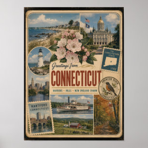 Poster Connecticut Style Authentique Vintage