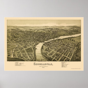 Poster Connellsville, PA Carte panoramique - 1897