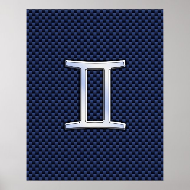 Poster Connexion Gemini Zodiac à la fibre de carbone bleu (Devant)