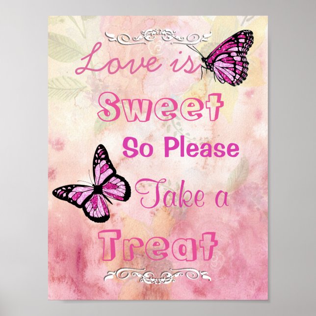 Poster Connexion mariage pour Candy Buffet, Rose & Papill (Devant)