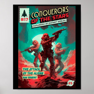 Poster Conquérants Des Étoiles - Retro Couverture De Livr
