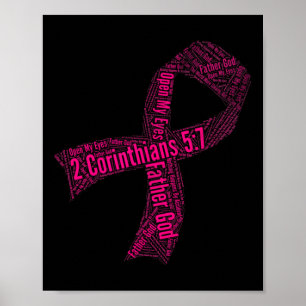 Poster Conscience du cancer du sein Ruban Bible Verse