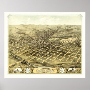 Poster Conseil Bluffs, IA Panoramic Map - 1868