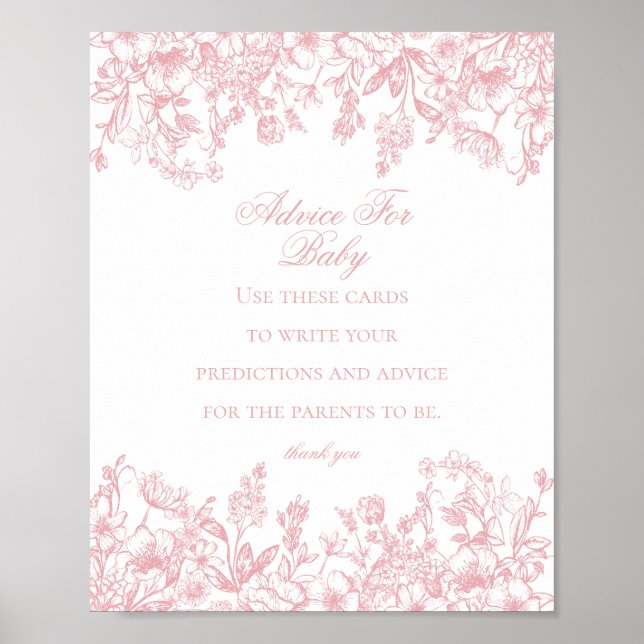 Poster Conseil Chinoiserie rose pour le jeu Baby shower (Devant)