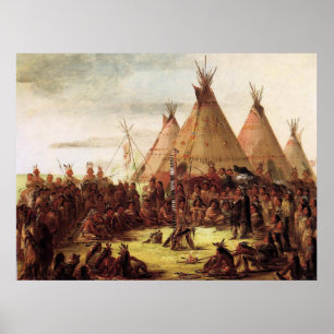 Poster Conseil de guerre sioux George Catlin vers 1850