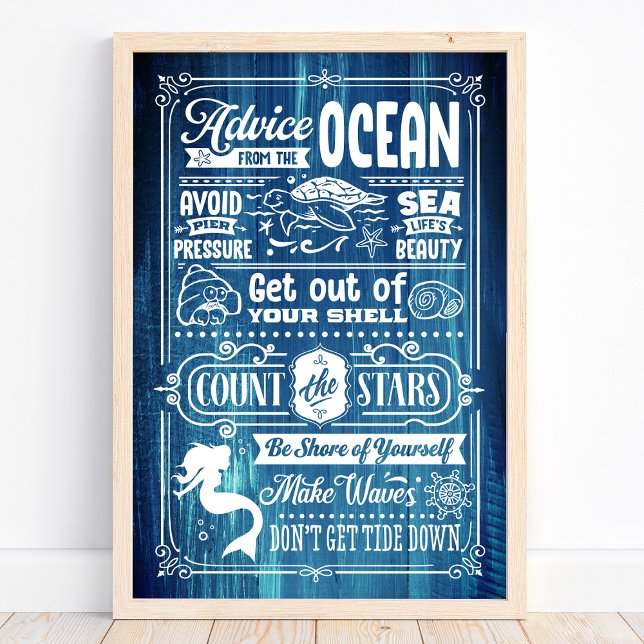 Poster Conseil De L'Ocean Cute Beach Citation (Créateur téléchargé)