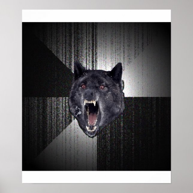 Poster Conseil de loup de folie Mème animal (Devant)