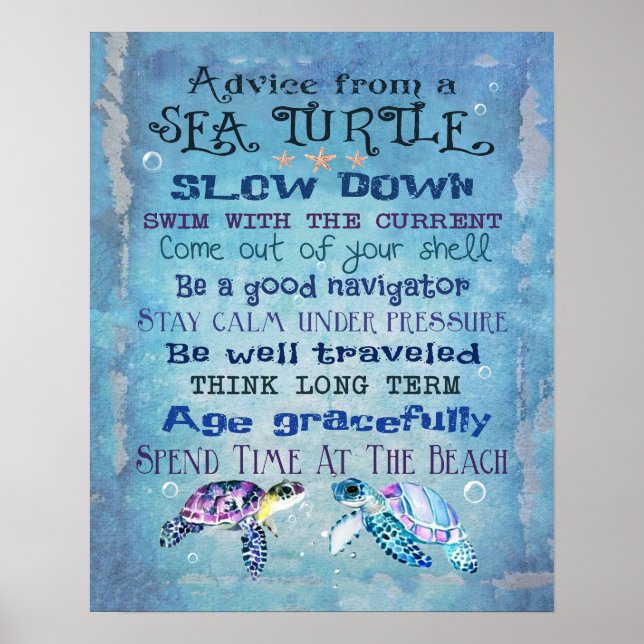 Poster Conseil D'Un Côté Tortue De Mer (Devant)