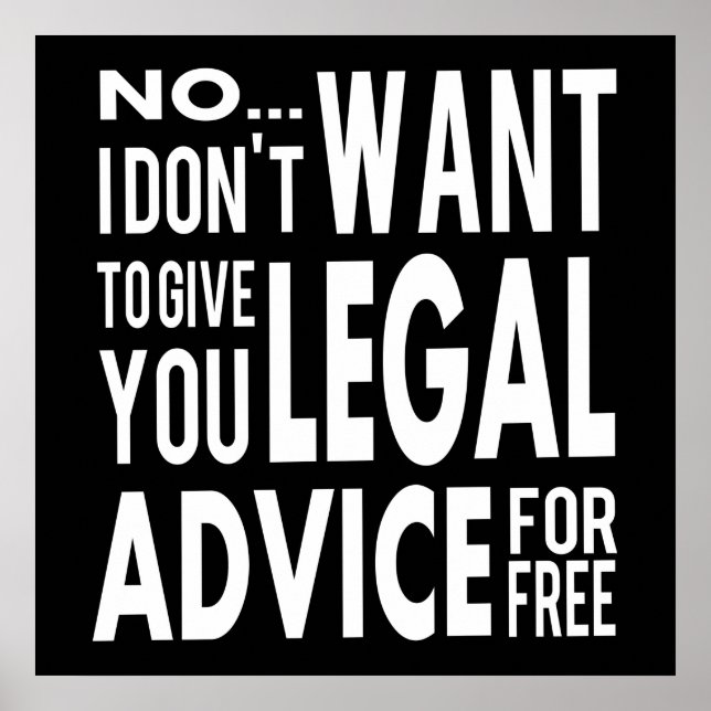Poster Conseil juridique gratuit - Citation d'avocat amus (Devant)
