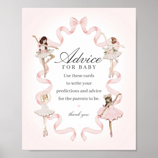 Poster Conseil Pink Little Ballerina pour Baby shower béb (Devant)