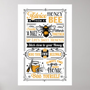 Poster conseil sur les abeilles miel mignonnes art