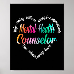 Poster Conseiller en santé mentale Mot de coeur Nuage Wat